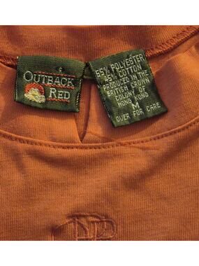 Vtg 80s Outback Red Shirt M British Crown Colony Hong Kong The Limited Orange T